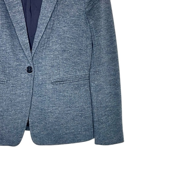 LOFT Blue/ Gray Herringbone Blazer with Navy Elbow Patches Size 6 - Picture 5 of 10